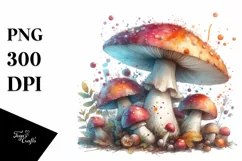 Pastel Mushroom Watercolor Splash PNG Product Image 1