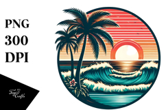 Retro Tropical Beach Sunset 20 oz Tumbler PNG Product Image 1
