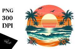 Retro Tropical Beach Sunset 20 oz Tumbler PNG Product Image 1