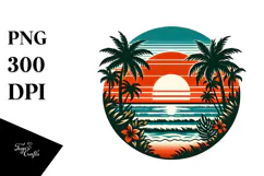 Retro Tropical Beach Sunset, 20 oz Tumbler Product Image 1