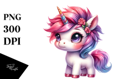 Vibrant Baby Unicorn Portrait, PNG Product Image 1
