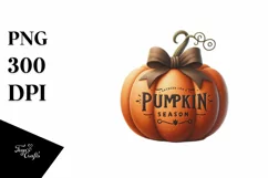 Pumpkin with Textured Bow, Pumpkin Season PNG Product Image 1