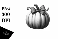 Pumpkin with Textured Bow, Pumpkin Season PNG Product Image 1