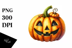 Funny Watercolor Halloween Pumpkin Clipart Product Image 3