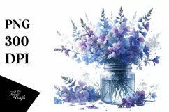 Watercolor Lobelia Jar | Sublimation Clipart Product Image 3