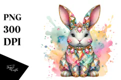 Pastel Bunny Made of Diamonds with Golden Insertions, Product Image 1