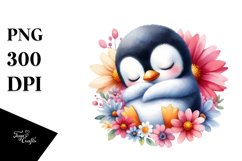 Colorful Watercolor Cute Baby Penguin | Clipart Product Image 3