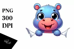 Colorful Crazy Baby Hippo Cartoon Clipart Product Image 1