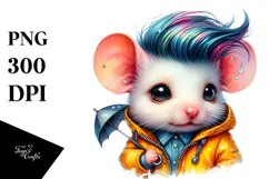 Vibrant Baby Mouse with Cool Haircut PNG Product Image 1