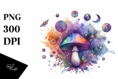 Colorful Watercolor Magical Mushroom | Summer Clipart Product Image 3