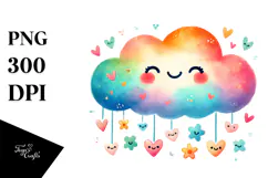 Colorful Heart Cloud PNG Product Image 1