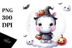 Cute Halloween Hippo PNG Product Image 1
