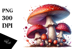 Glossy Mushroom Watercolor Splash PNG Product Image 1