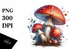 Glossy Mushroom with Watercolor Splash PNG Product Image 3