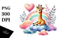 Boho Giraffe with Heart, PNG Product Image 1
