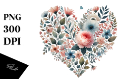 Watercolor Floral Heart, Transparent PNG Product Image 1