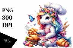 Baby Unicorn Wearing Baker Apron PNG Product Image 1
