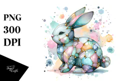 Vibrant Bunny on Splashy Background PNG Product Image 1