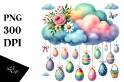 Easter Cloud with Hanging Eggs PNG Product Image 1