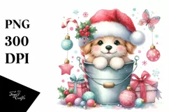 Whimsical Cute Dog with Santa Hat PNG Product Image 1