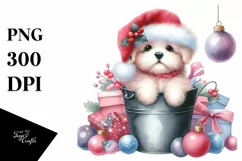 Whimsical Cute Dog with Santa Hat PNG Product Image 1