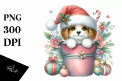 Whimsical Cute Dog with Santa Hat PNG Product Image 1