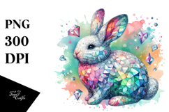 Pastel Diamond Bunny on Splashy Background PNG Product Image 1