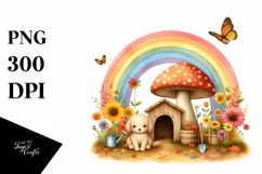 Dog House Mushroom Rainbow Clipart Product Image 1