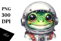 Cute Baby Frog with Astronaut Helmet PNG Product Image 1