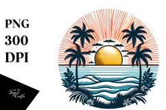 Vintage Tropical Island Sun PNG Product Image 1