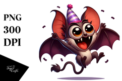 Goofy Bat with Birthday Hat PNG Product Image 1