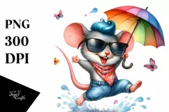 Happy Baby Mouse with Umbrella PNG Product Image 3