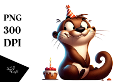 Silly Otter with Party Hat PNG Product Image 1