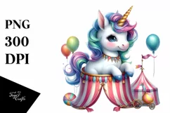 Baby Unicorn with Circus Tent PNG Product Image 1