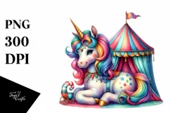Baby Unicorn with Circus Tent PNG Product Image 3