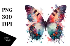 Butterfly Silhouette Flower Painting, PNG Product Image 1