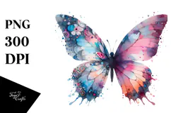 Butterfly Silhouette Flower Painting, PNG Product Image 1
