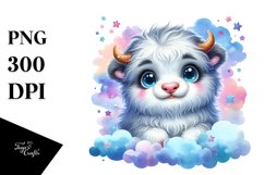 Colorful Watercolor Cute Musk Ox Clipart Product Image 1