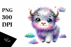 Colorful Watercolor Cute Musk Ox Clipart Product Image 3