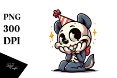 Goofy Animal Skull with Party Hat PNG Product Image 1