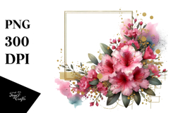 Shiny Rhododendron with Gold Insertions Frame PNG Product Image 1