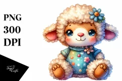 Colorful Plush Lamb Watercolor Sticker Product Image 3
