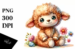 Colorful Brownish Plush Lamb PNG Product Image 1