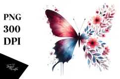 Butterfly Made of Silhouettes PNG Product Image 1