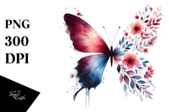 Colorful Flower Butterfly Painting, PNG Product Image 1