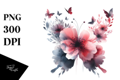 Colorful Flower Butterfly Painting, PNG Product Image 1