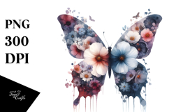 Colorful Flower Butterfly Painting, PNG Product Image 1