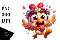 Goofy Chicken with Party Hat, PNG Product Image 1