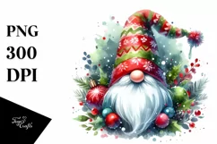 Washed Vibrant Christmas Gnome, PNG Product Image 1