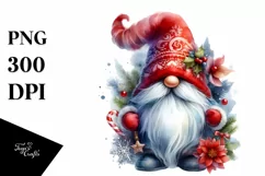 Washed Vibrant Christmas Gnome, PNG Product Image 3